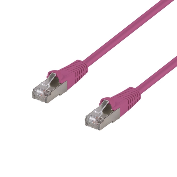 Picture of 3m Cat6A S/FTP Pink 10G LSZH Patch Lead 26AWG 500MHz Shielded Plug. Cat6 Aug