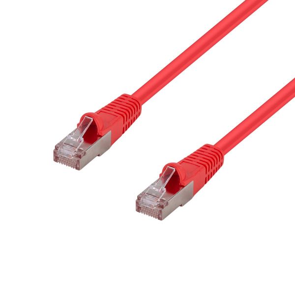 Picture of Cat6A S/FTP Red 10G Patch Lead 26AWG 500MHz Shielded Plug. Cat6 Augmented