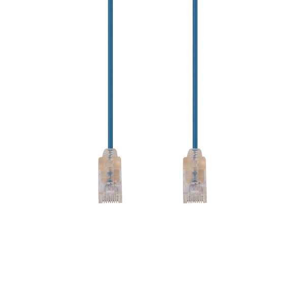 Picture of Cat6A 10G Blue UTP LSZH Patch Lead 30AWG 802.3af Unshielded Plug.