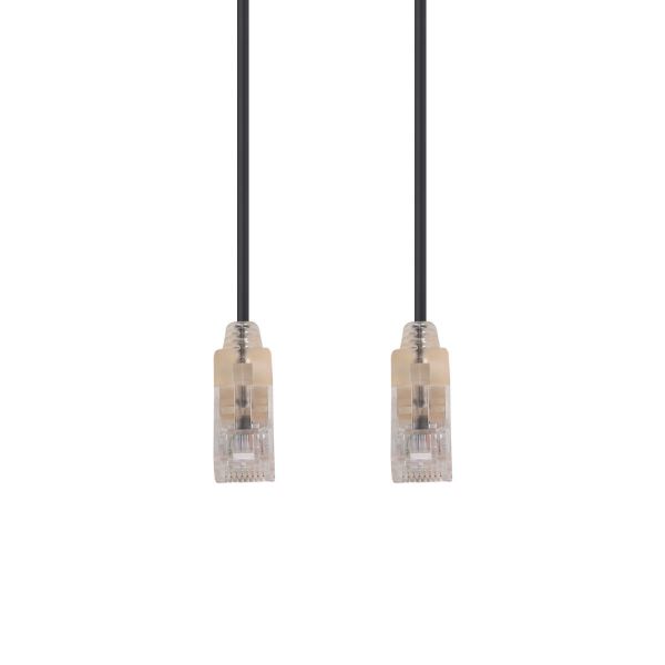 Picture of 1m Cat6A 10G Black UTP LSZH Patch Lead 30AWG 802.3af Unshielded Plug.