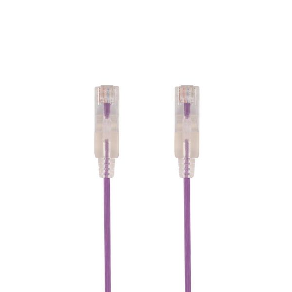 Picture of 1m Cat6A 10G Purple UTP LSZH Patch Lead 30AWG 802.3af Unshielded Plug.