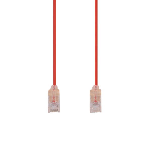Picture of 1m Cat6A 10G Red UTP LSZH Patch Lead 30AWG 802.3af Unshielded Plug.