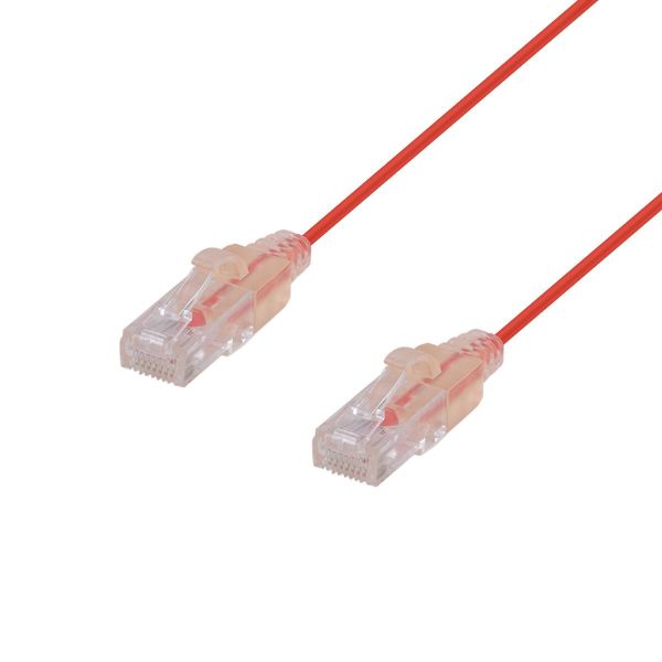 Picture of 2m Cat6A 10G Red UTP LSZH Patch Lead 30AWG 802.3af Unshielded Plug.