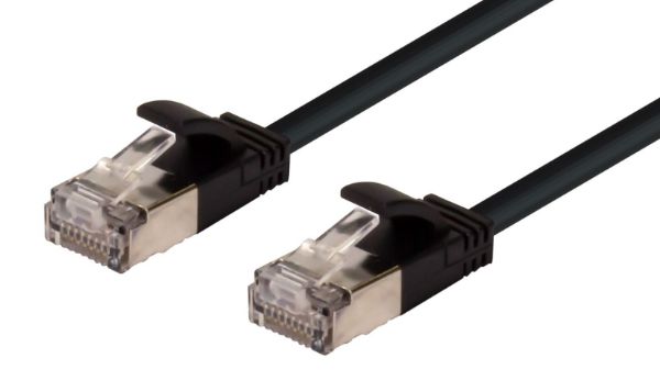 Picture of 1m Cat6A S/FTP Black 10G LSZH Patch Lead 34AWG 802.3af Shielded Plug.
