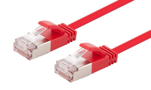Picture of 1m Cat6A S/FTP Red 10G LSZH Patch Lead 34AWG 802.3af Shielded Plug.