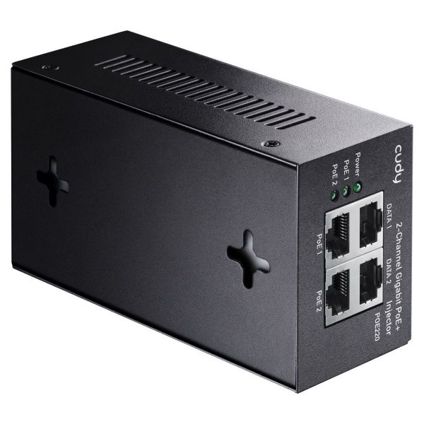 Picture of 2-Channel 30W Gigabit PoE+/PoE Injector 2x 30W Power Supply 802.3at