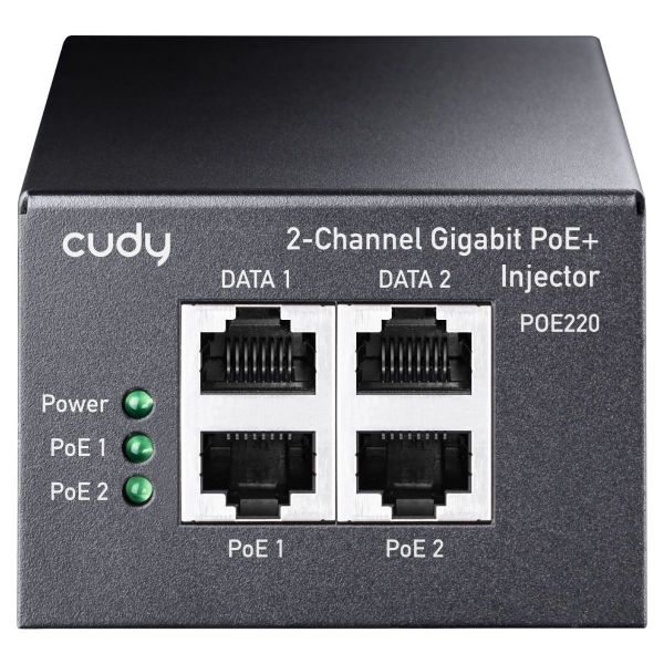 Picture of 2-Channel 30W Gigabit PoE+/PoE Injector 2x 30W Power Supply 802.3at