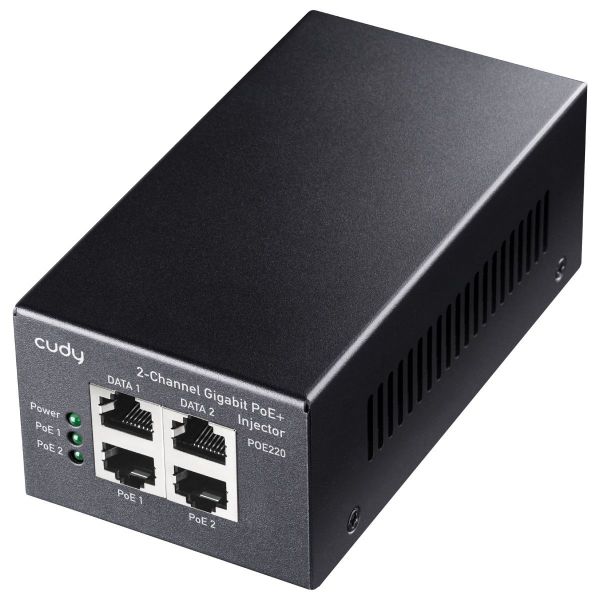 Picture of 2-Channel 30W Gigabit PoE+/PoE Injector 2x 30W Power Supply 802.3at