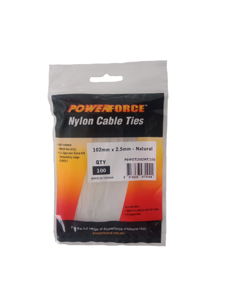 Picture of 2.5 x 102mm Natural Cable Ties Pack of 100 8kgs Tensile Strength