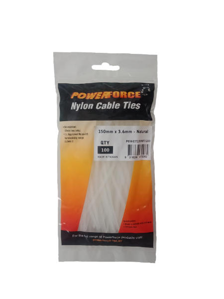 Picture of 3.6 x 150mm Natural Cable Ties Pack of 100 18kgs Tensile Strength