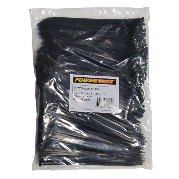 Picture of 2.8 x 200mm Black UV Cable Ties Pack of 1000 8kgs Tensile Strength
