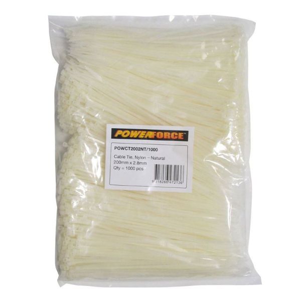 Picture of 2.8 x 200mm Natural Cable Ties Pack of 1000 8kgs Tensile Strength
