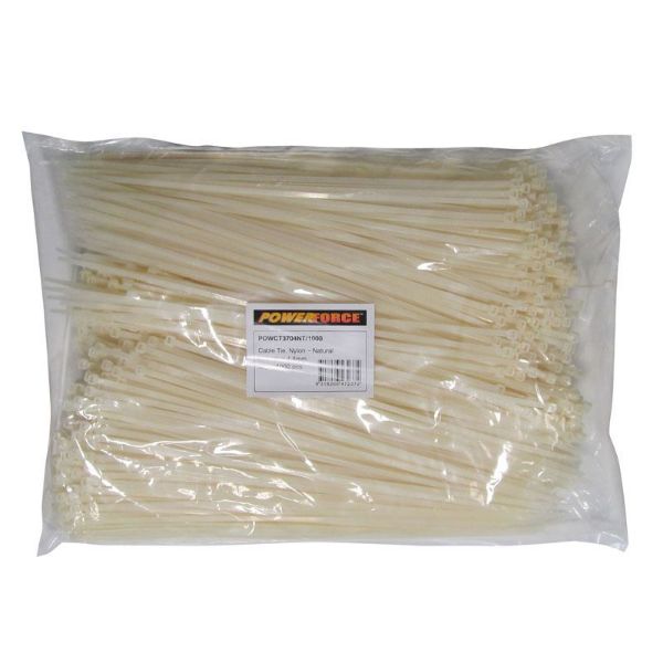 Picture of 4.8 x 370mm Natural Cable Ties Pack of 1000 22kgs Tensile Strength