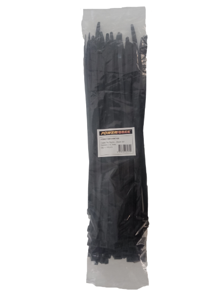 Picture of 12.7 x 550mm Black UV Cable Ties Pack of 100 114kgs Tensile Strength