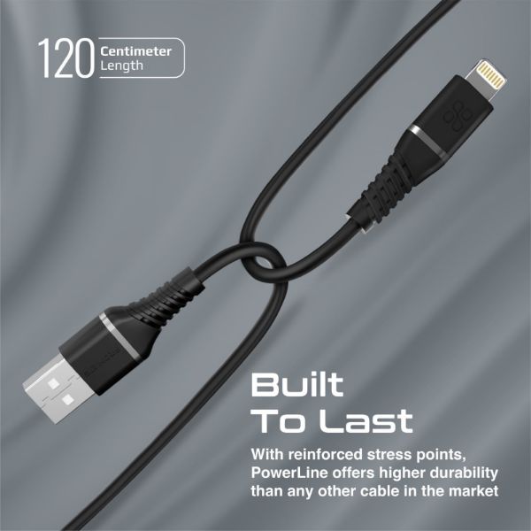 Picture of 1.2m MFI Certified USB-A to Lightning Data & Charge Cable Black
