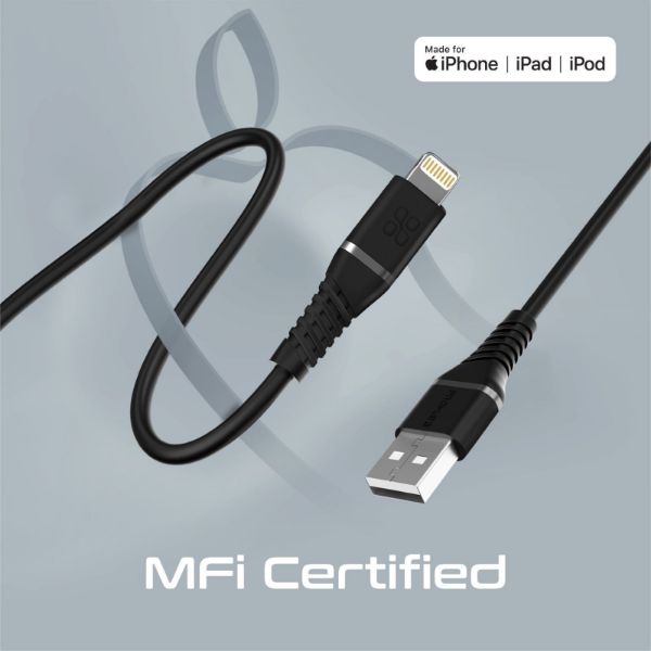 Picture of 1.2m MFI Certified USB-A to Lightning Data & Charge Cable Black