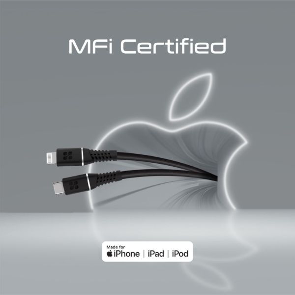 Picture of 1.2m 20w MFi USB-C to Lightning Data & Charge Cable Black
