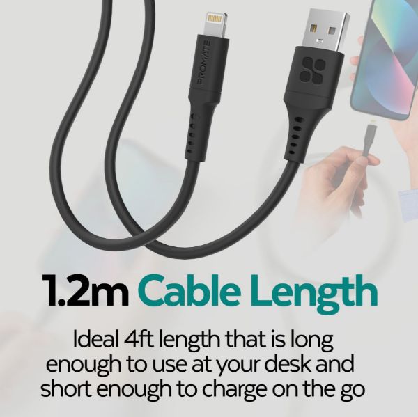 Picture of 1.2m USB-A to Lightning Data & Charge Cable Black