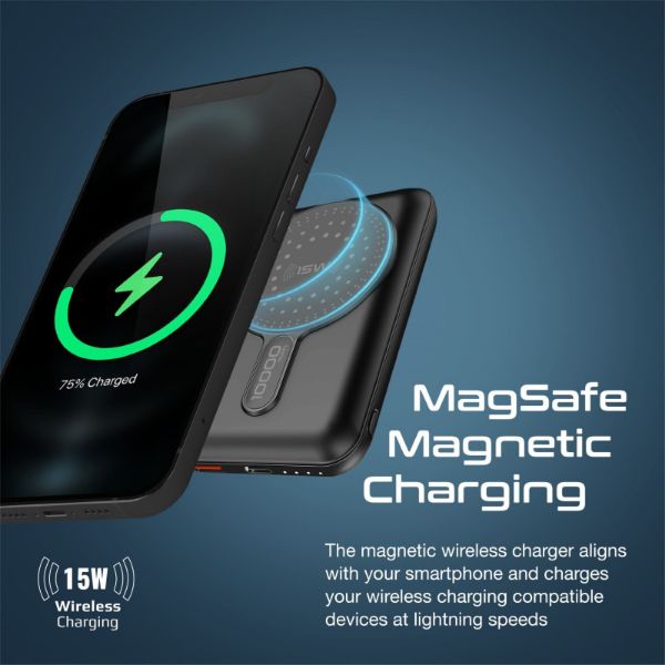 Picture of 10000mAh Magnetic Qi 15W Wirelss Chrgng PowerBank USB-C Input USB-C (20W PD) & USB-A