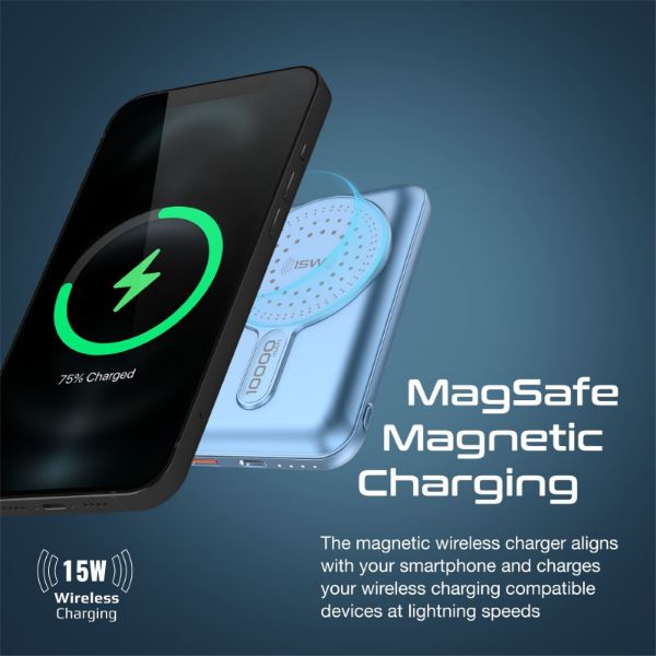 Picture of 10000mAh Magnetic Qi 15W Wireless Charging Power Bank Blue