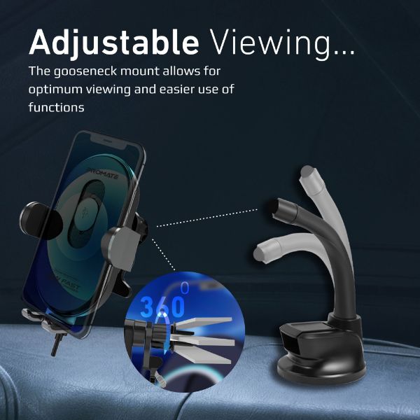 Picture of 15W Smart Wireless Car Phone Charger with Automatic A Clamping. Takes 4.7-6.7'' Devi