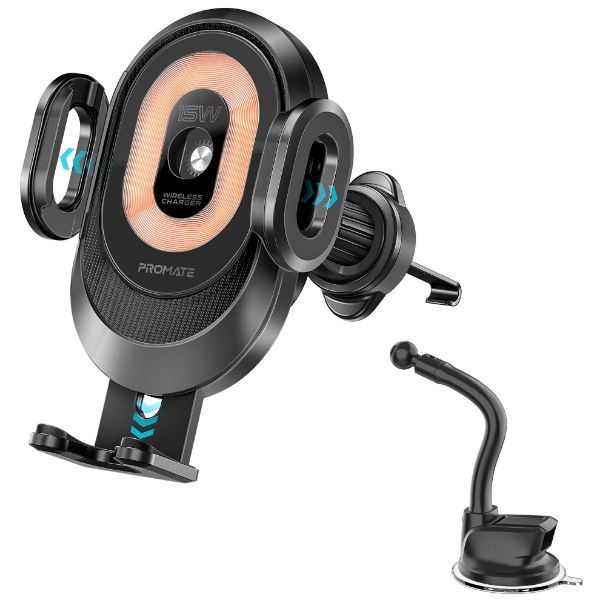 Picture of 15W Transparent Auto Clamping Wireless Charging Car Mount. Takes 4.7-6.7'' Devices