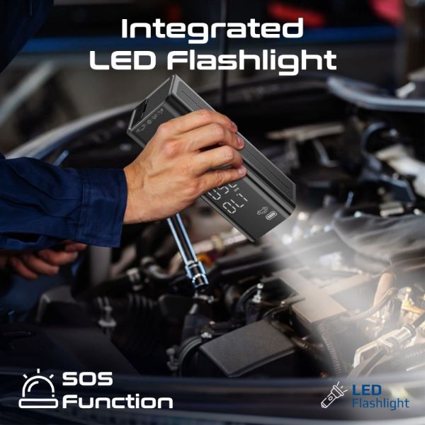 Picture of 150PSI Portable Air Compressor Power Bank w/ LED Flashlight. 7500mAh Battery