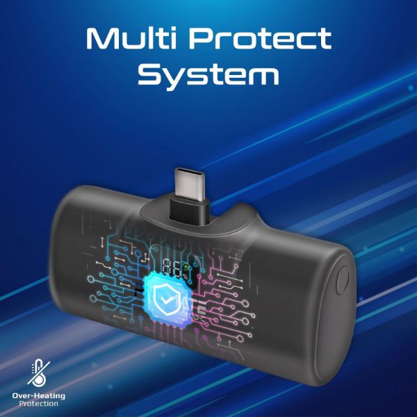 Picture of 5000mAh Ultra Compact 20W Power Bank w/ Built-in USB-C Foldable Connector. Kick Stand