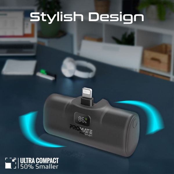 Picture of 5000mAh Ultra Compact 20W Power Bank Built-in Lightning Foldable Connector. Kick Stand