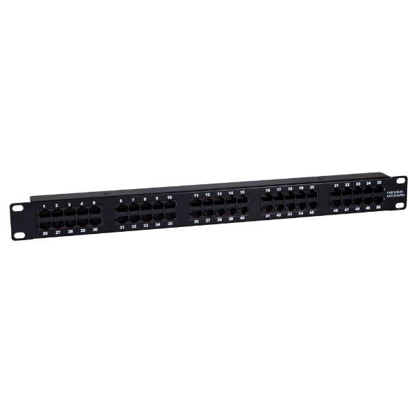 Picture of 50 Port 19'' Voice Rated Patch Panel Unshielded. Cat3 Rated Active pins 4 5 & 3 7