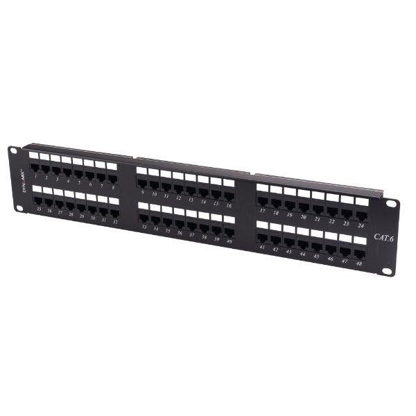 Picture of 48 Port 19'' Cat6 UTP Patch Panel T568A & T568B Wiring. 2RU 110x Terminations