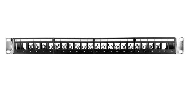 Picture of 24 Port 19'' 1RU STP / UTP Unloaded Keystone Patch Panel w/ Rear Cable Management