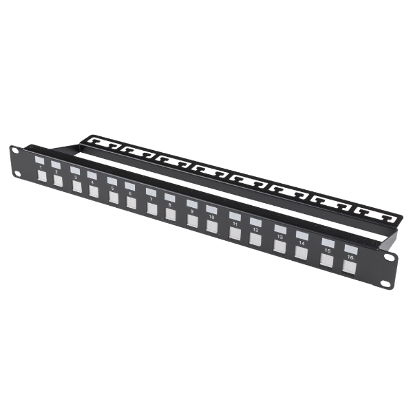 Picture of 16 Port Unloaded Patch Panel Shuttered Keystone Inserts 1RU