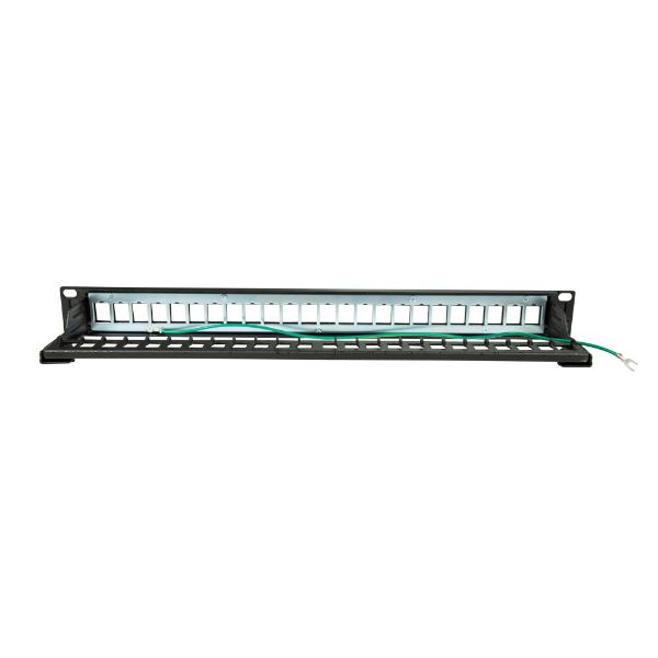 Picture of 24 Port 19'' 1RU STP / UTP Unloaded Keystone Patch Panel w/ Rear Cable Management