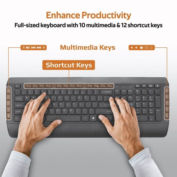 Picture of Full Size Wireless Multimedia Keyboard & Mouse Co Sleep & Ergonomic. Auto Sleep.