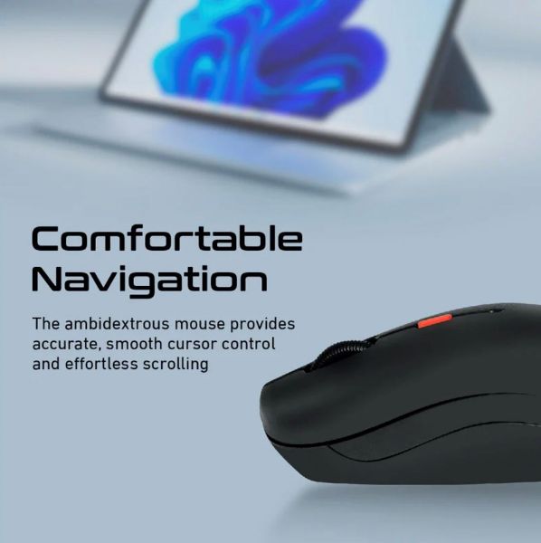 Picture of Full Size Wireless Keyboard Mouse Spill proof Ergonomic Design. Built-in Med