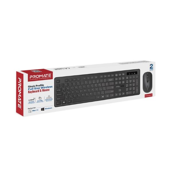 Picture of Super Slim Wireless Keyboard & Mouse Combo. Ergonomic Ambidextrous Mouse