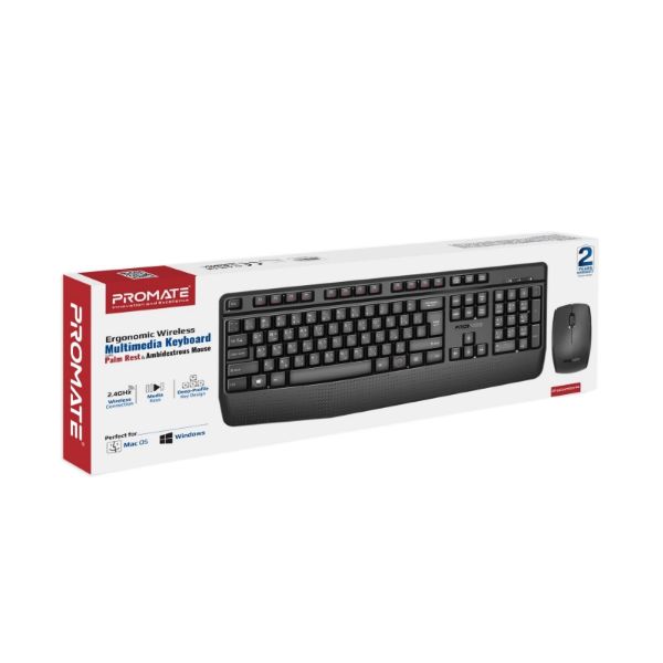 Picture of Ergonomic Wireless Multimedia Keyboard & Mouse Ergonomic Ambidextrous Mouse