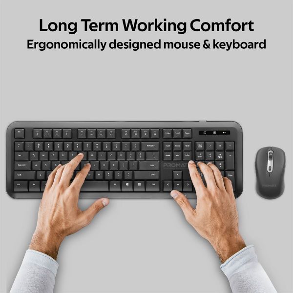 Picture of Full Size Wireless Keyboar & Mouse Combo with Dual USB-A/ Dongle. Auto Sleep. Smart Nano