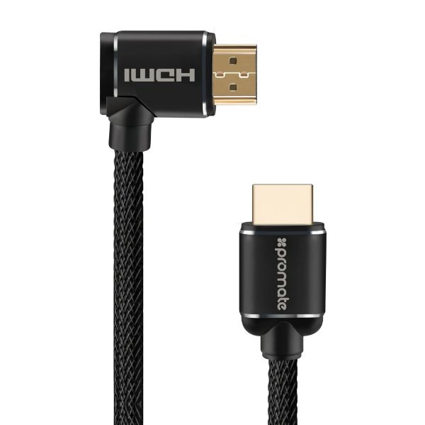 Picture of 4K HDMI right angle 24K Gold plated. High-Speed Ethernet. 3D. Mesh Braided
