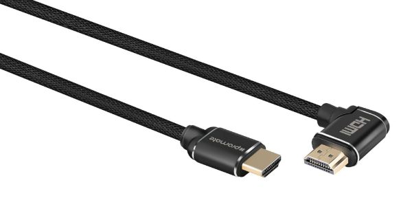 Picture of 4K HDMI right angle 24K Gold plated. High-Speed Ethernet. 3D. Mesh Braided