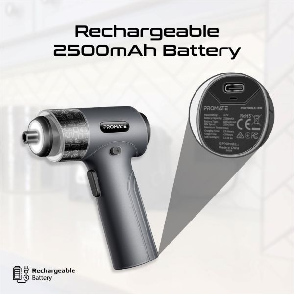 Picture of 36-Pieces Cordless Electric DIY Hand held ScrewDriver Kit LED Fill Light. 200RPM