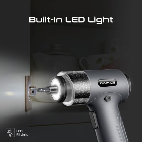 Picture of 36-Pieces Cordless Electric DIY Hand held ScrewDriver Kit LED Fill Light. 200RPM