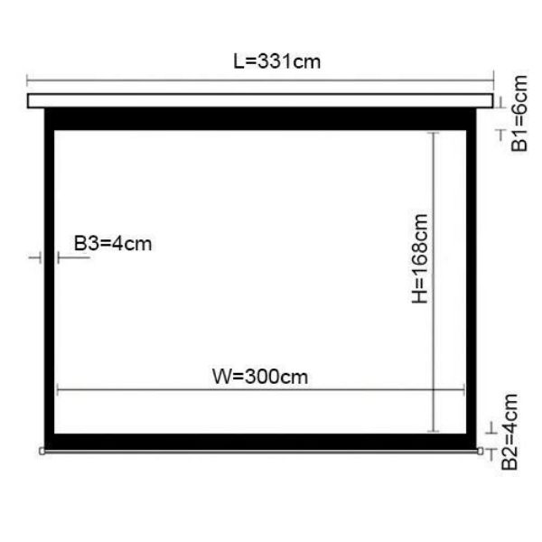 Picture of 135'' Electric Projector Screen w/ Remote Fiberglass Matte White Fabric. 16:9