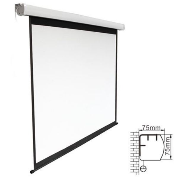 Picture of 135'' Electric Projector Screen w/ Remote Fiberglass Matte White Fabric. 16:9