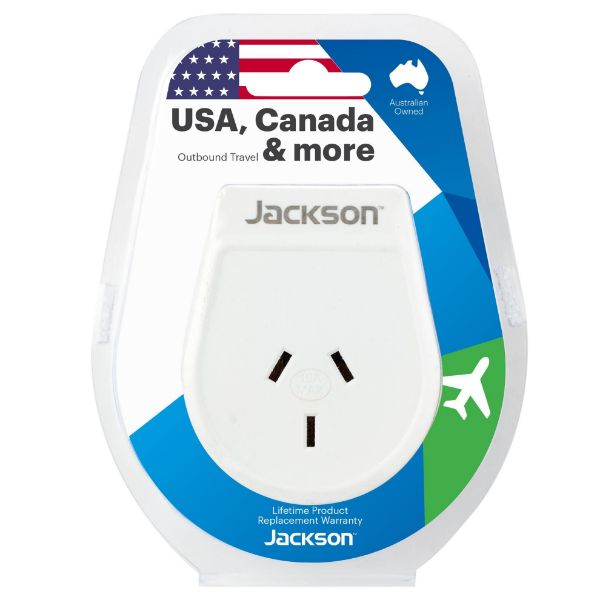 Picture of Slim Outbound Travel Adaptor for use in USA/Canada 3-Pin NZ/AUS Plugs