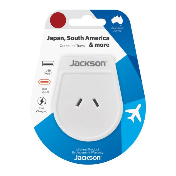 Picture of Slim Outbound Travel Adaptor 1x USB-A & 1x USB-C (2.1A) Charging Ports