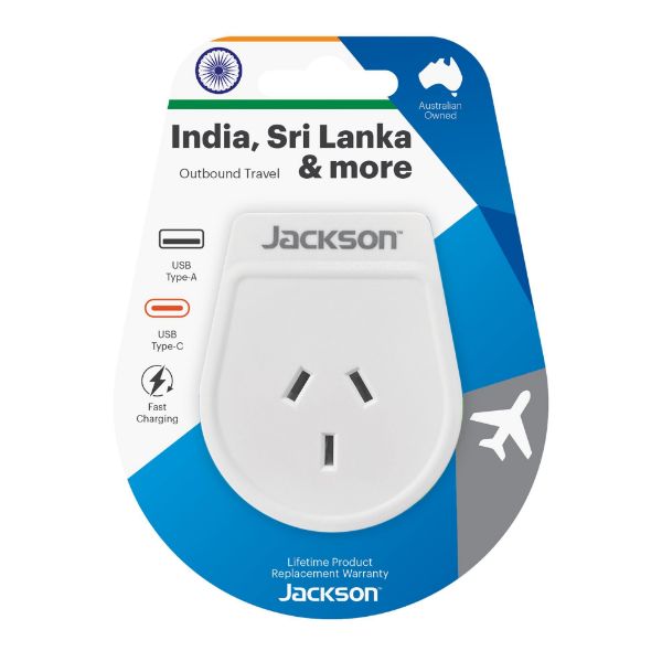 Picture of Slim Outbound Travel Adaptor 1x USB-A & 1x USB-C (2.1A) Charging Ports