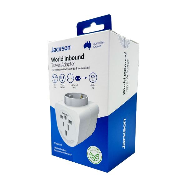Picture of Inbound Travel Adaptor Surge Protection. Converts US UK & European plugs to NZ/AUS.