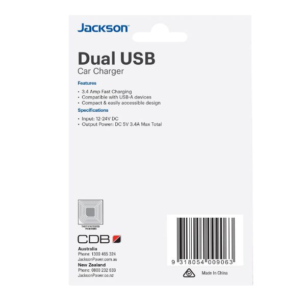 Picture of 3.4A Dual Port In-Car Phone Charger w/ 2x USB-A Ports. Fast Charge 2 Devices